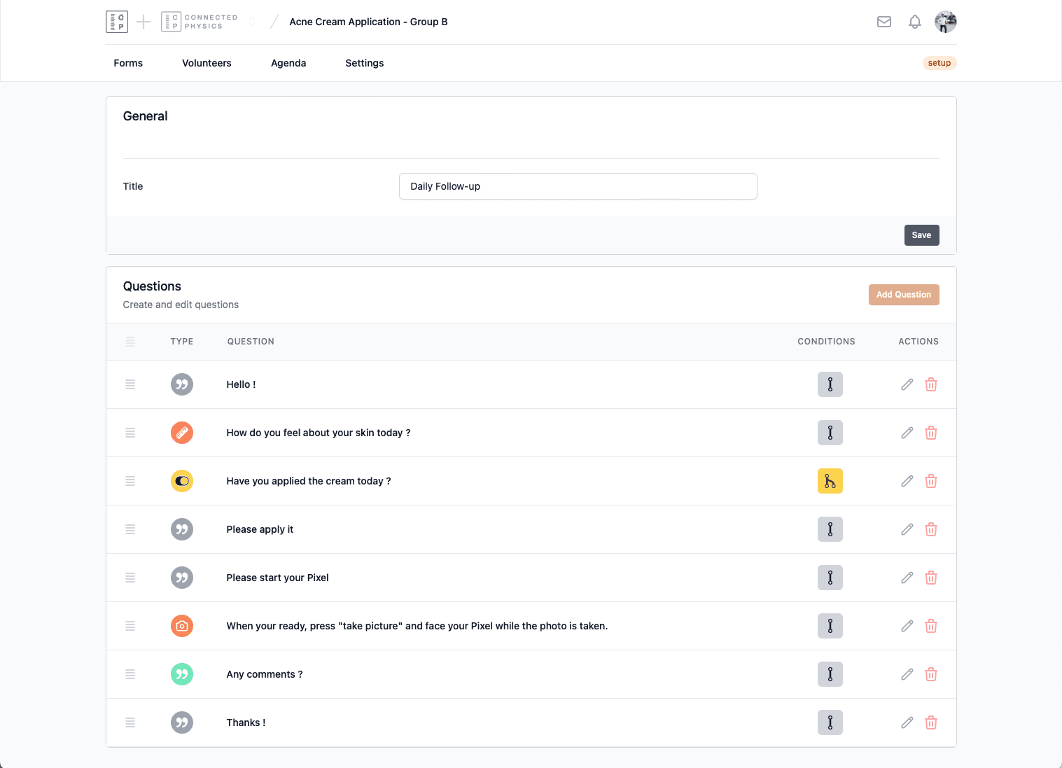 Customer profile user interface